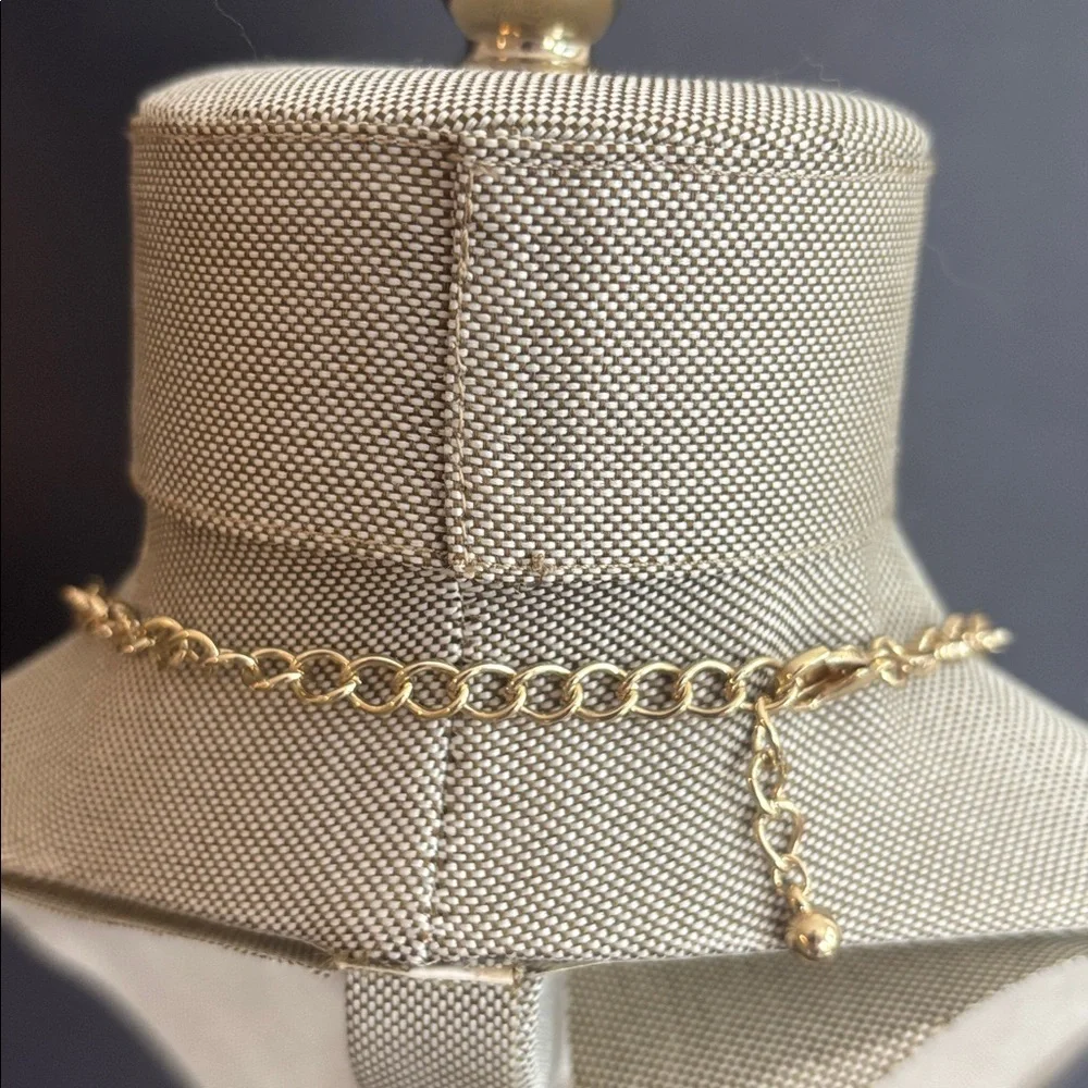 Gold tone geometric fan plate bib statement necklace Cleopatra inspired